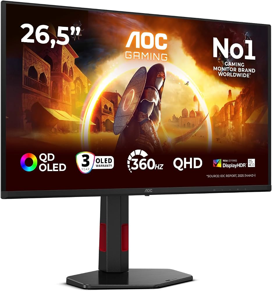 Монитор Игровой 27" AOC Q27G4SDR QD-OLED 2560x1440 360Hz 0.03ms 1000cd/m2 1,5M:1 2xHDMI 1xDP Черный