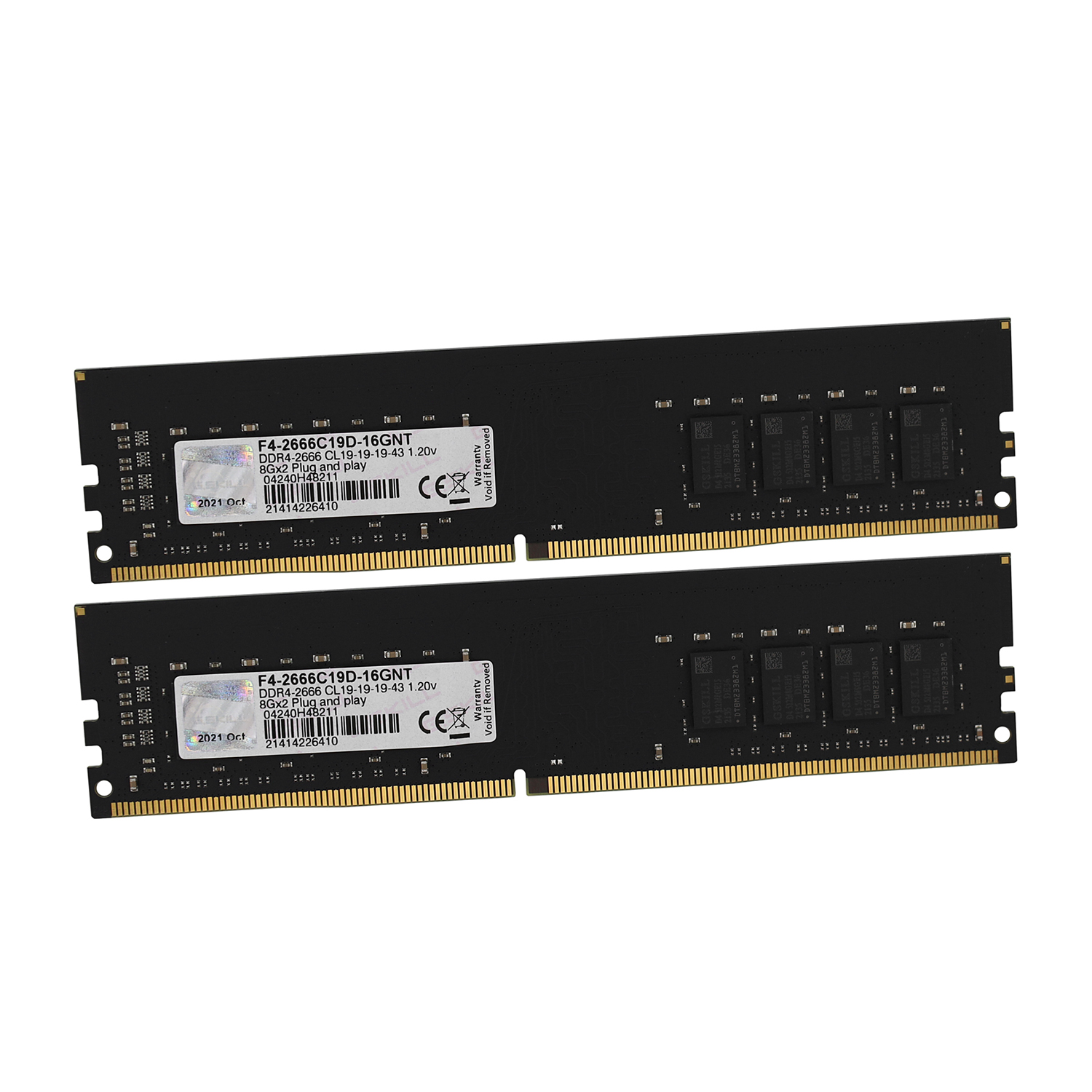 DDR4 G.SkilL 16 Gb KIT F4-2666C19D-16GNT (Kit 2x8GB), DDR4, 16GB, DIMM <PC4-21300/2666MHz>