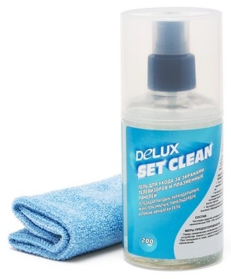 Чистящий набор, Delux, Set Clean, Для ухода за экранами телевизоров и плазменных панелей, Гель 200 м