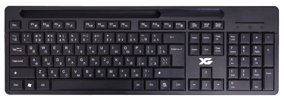 Клавиатура, XG, XK-220OGB, Ультра-тонкая, Беспроводная 2.4ГГц, Кол-во стандартных клавиш 104, Анг/Рус/Каз, Черный