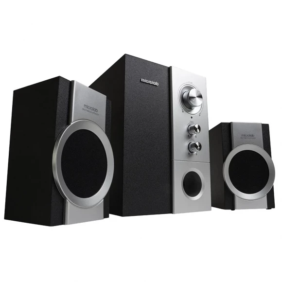 Колонки Microlab M-590 (11), 2.1, 17Вт (4Вт*2+9Вт), 70 Дб, Вход 2RCA, Выход 2RCA, Чёрный