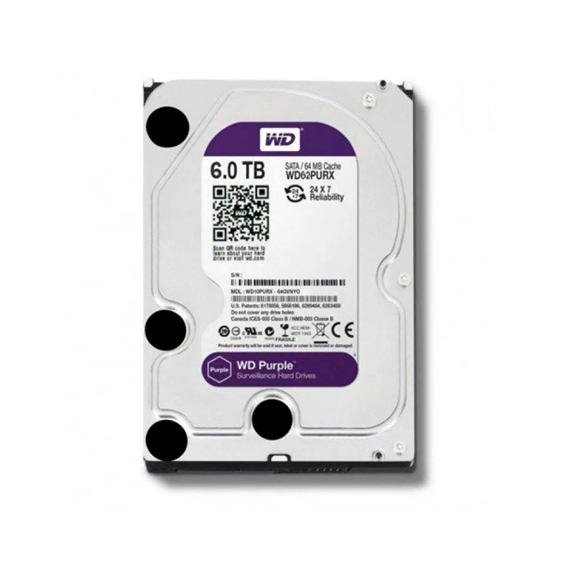 Винчестер для видеонаблюдения 6Tb Western Digital Purple SATA 6Gb/s 256Mb 3,5" WD64PURZ