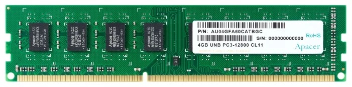 DDR3 Apacer, 4 GB DL.04G2K.KAM, DDR3, 4 GB ,DIMM <1600MHz> CL11