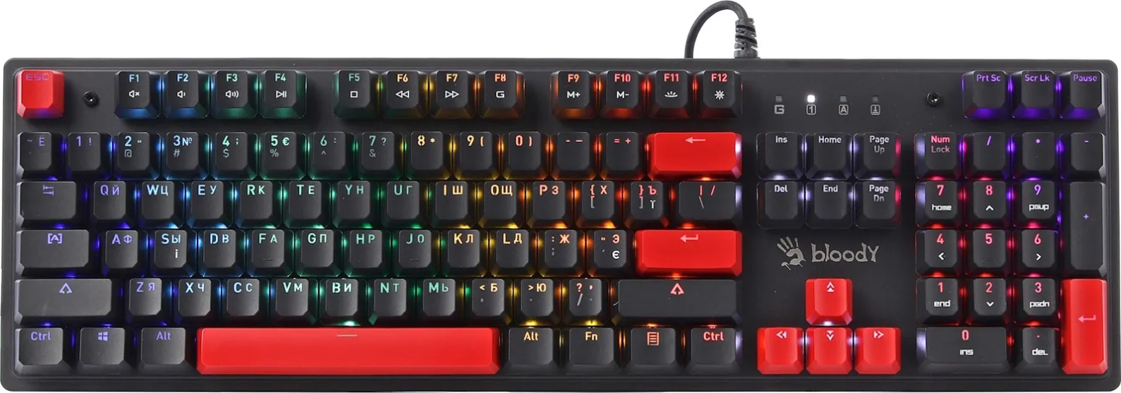 Клавиатура игровая Bloody S525N Fire Black <USB, механическая, 1,8м>