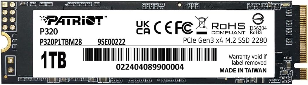 1 000 GB SSD M.2 PCIe Patriot P320, P320P1TBM28, 1TB ,1 TB PCIe Gen3 x4