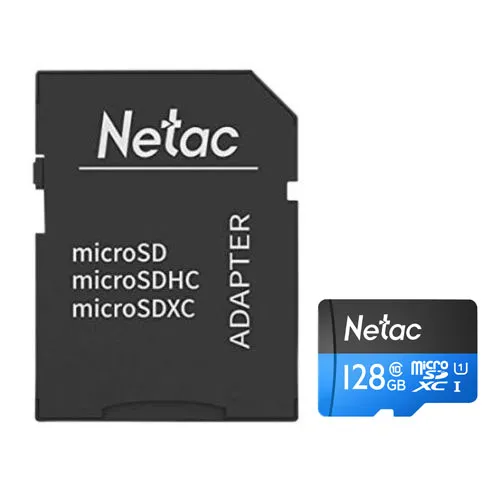 Карта памяти MicroSD 128GB Class 10 U1 Netac P500 NT02P500STN-128G-R с адаптером SD