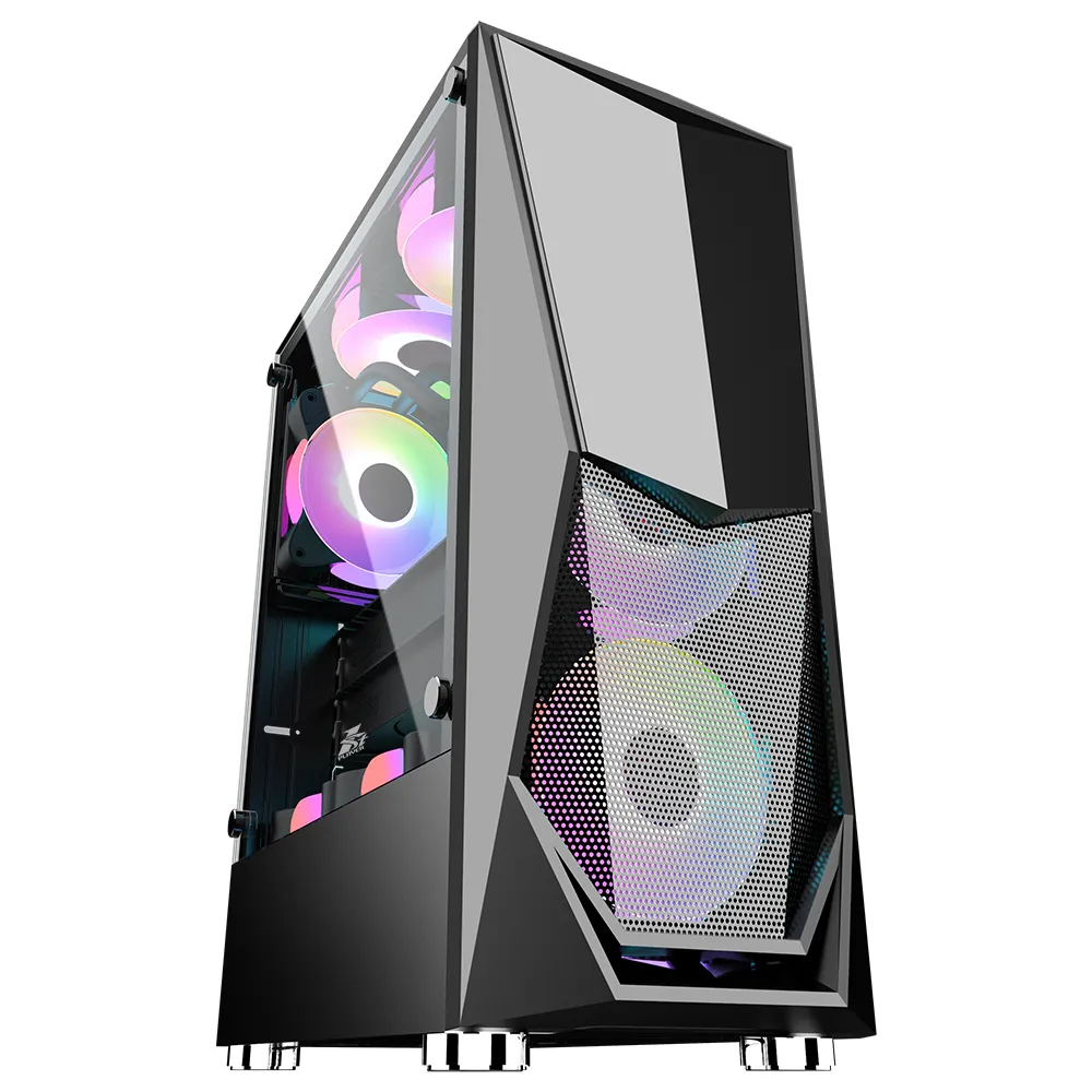 Корпус 1STPLAYER, DK-3-BK-1F5M-2F5S, Mid-Tower, ATX/M-ATX/M-ITX, USB3.0*1, USB2.0*2, HD AUDIO, 3*120мм F5 RGB вентилятор, Высота процессорного кулера