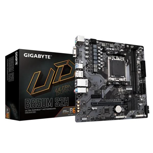 Мат.плата AMD Gigabyte, B650M S2H AM5, B650, 2xDDR5, 4xSATA3, 1xM.2 (PCIe 4.0 x4/x2), RAID, 1xD-Sub, 1xHDMI, 2хDP, 1xPCI-Ex16, 1xPCI-Ex1, mATX (3 года