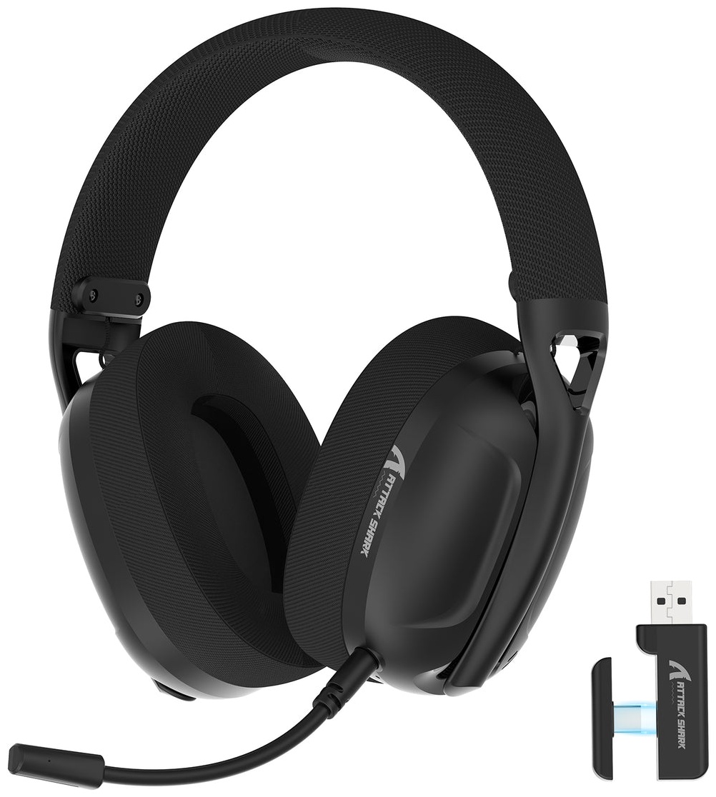 Наушники Attack Shark L80 PRO Black, 2.4/BT/USB-C, 40mm Driver, 300mAh, Latency 20ms, 203g, (6972792471983)