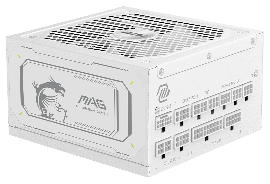 Блок питания MSI MAG A1000GL PCIE5 WHITE, 1000W, Active PFC, 80+ GOLD, Full Modular, ATX3.1, Белый