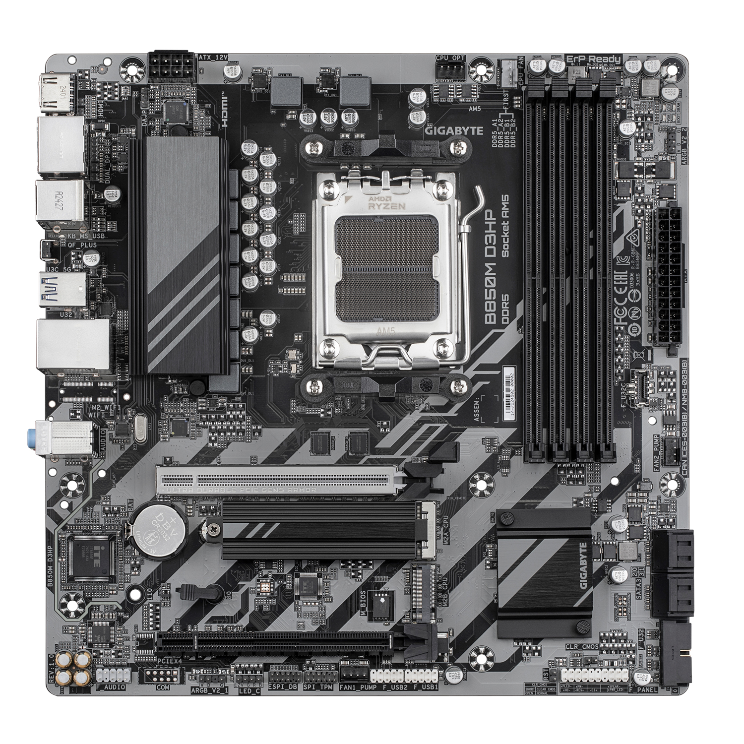 Мат.плата AMD Gigabyte B850M D3HP ,MB Socket AM5, MATX, AMD B850 (2DP+2HDMI), 4DDR5, 4PCIx16