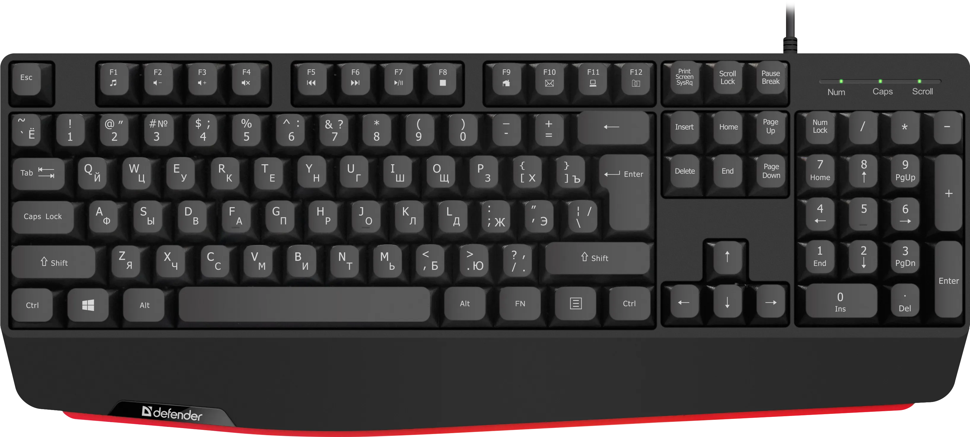 Клавиатура проводная Defender Atom HB-546 USB RU, ЧЕРНАЯ