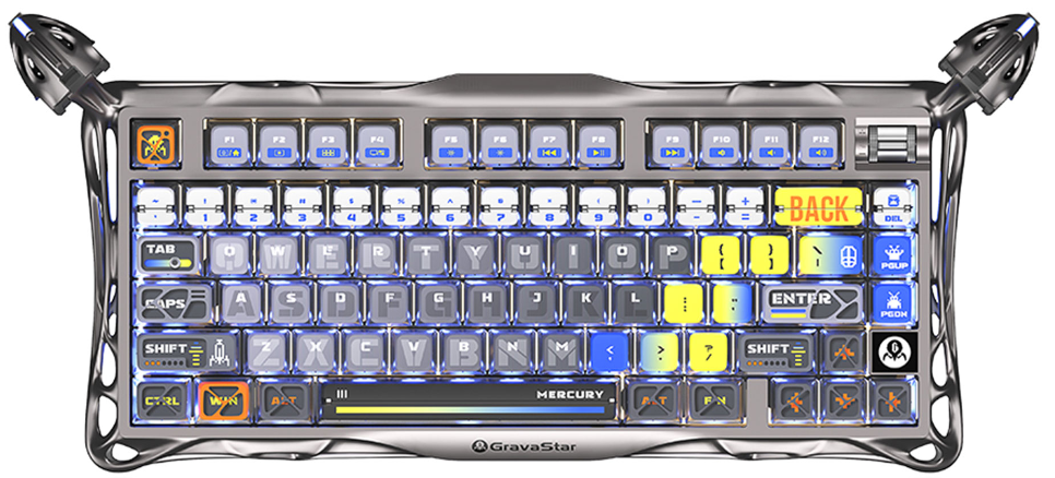 Клавиатура GravaStar Mercury K1 Pro, Interstellar Silver, Mechanical, 79 keys EN, USB/BT/2.4GHz/ GS K1 PRO_S_CGRY