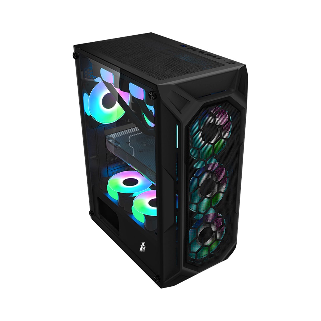 Корпус 1STPLAYER, X6-BK-4F2C3, FIREBASE X6-BK-4F2C3, Mid-Tower, ATX/M-ATX, USB3.0*1, USB2.0*2, HD AUDIO/Mic, 4*120мм F2 RGB вентилятор, Высота процесс