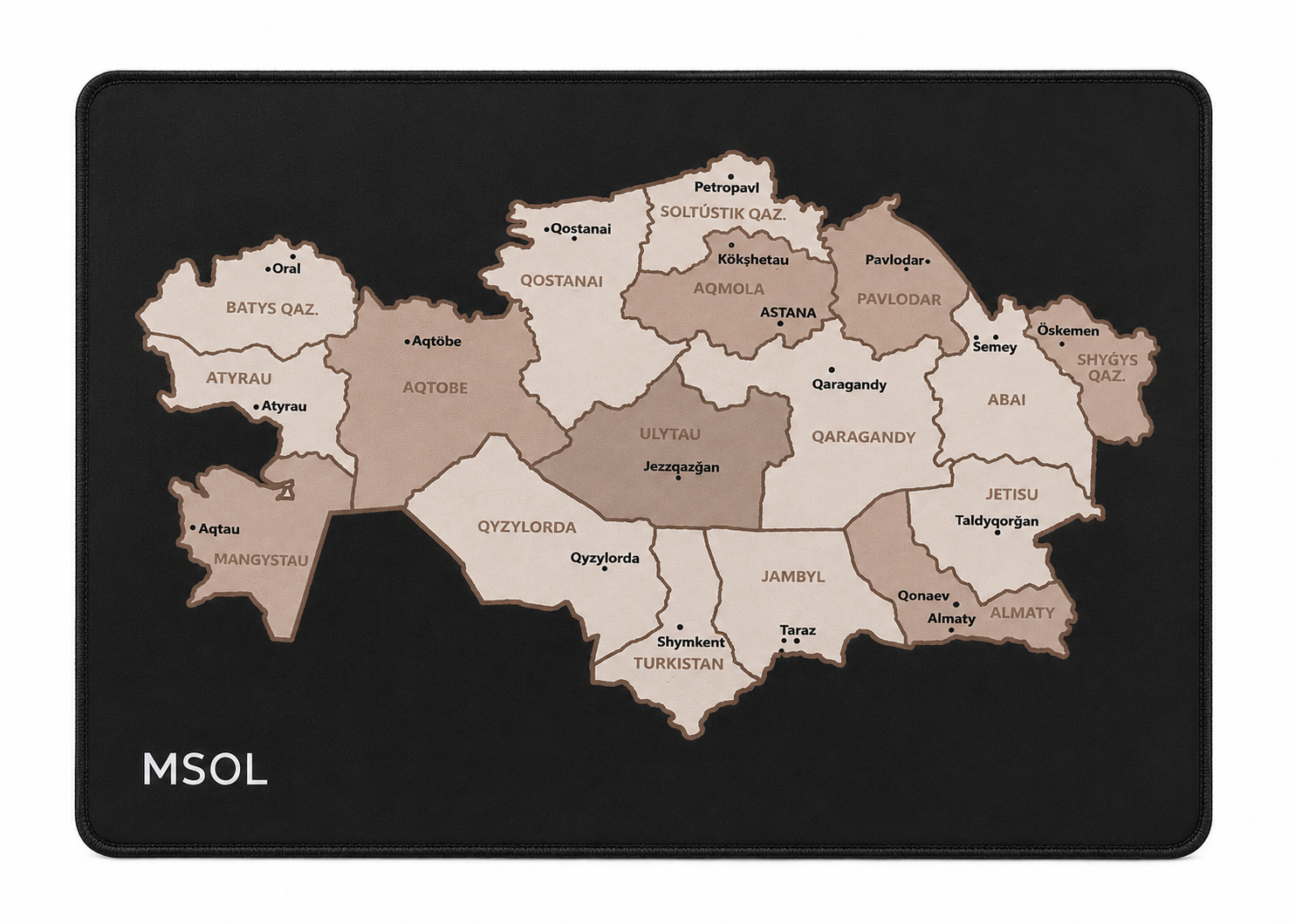 Коврик для мыши _ 20*28*0.2см 4K `Map_KZ`, оверлок, OPP пакет