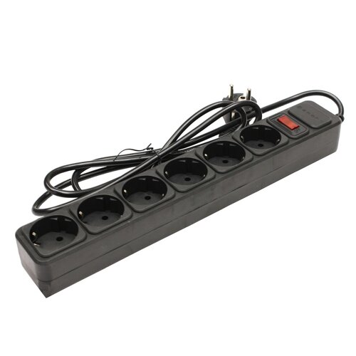 Сетевой фильтр SMART SM-06B-5M <XH-ED06K-5M, черный, 10А, выключатель, 6роз, 5м, евро розетка>