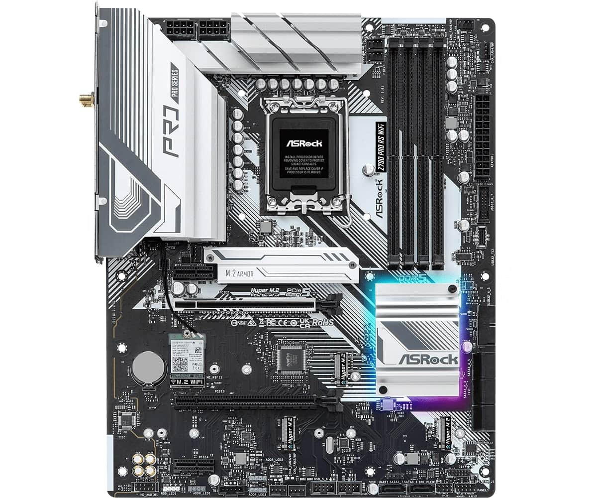 Мат.плата ASRock Z790 PRO RS WIFI LGA1700 4xDDR5 8xSATA RAID 4xM.2 HDMI DP eDP ATX