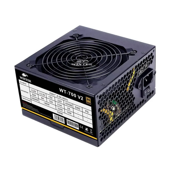 Блок питания Wintek WT-700 V2, 700W, APFC, 24 pin, 2*P8 (4+4), 2*P6+2, 4*SATA, 3*MOLEX, 80+ Bronze