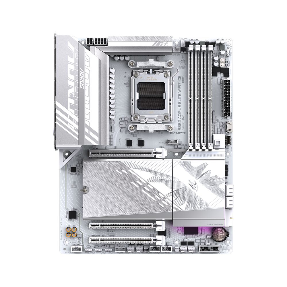 Мат.плата AMD Gigabyte B850 AORUS ELITE WF7 ICE (4719331866099), AM5, B850, 4xDDR5, 4xSATA3, 3xM.2 (PCIe 4.0 x4/x2), RAID, 1хDP, 3xPCI-Ex16, WiFi, ATX