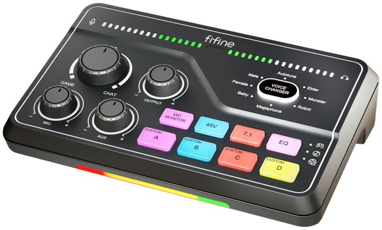 Звуковая карта для стриминга Fifine AMPLIGAME SC8, ПК/PS4, чёрная