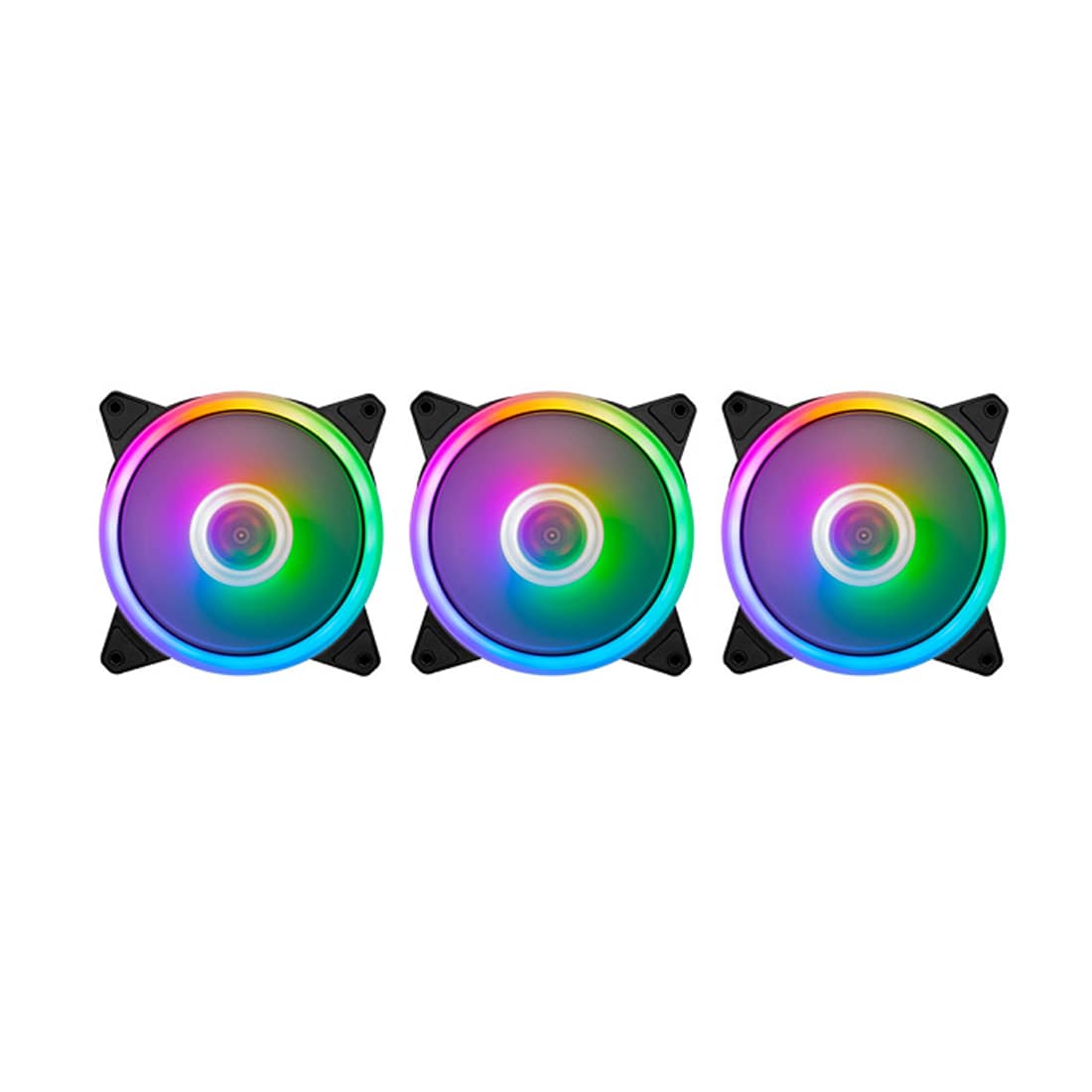 Комплект кулеров для кейса, 1STPLAYER, FIREMOON M1-D-W COMBO, 3х120мм RGB, 27.8 dB(A), RGB , 1200 об/мин, 48.3 CFM, 6-pin, 120*120*25 мм, Белый