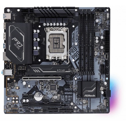 Мат.плата ASRock H670M PRO RS,LGA1700,4xDDR4, 6xSATA3, 2xM.2, 1xD-Sub, 1xDЗ, 1xHDMI, 2xPCI-Ex16, 1xP