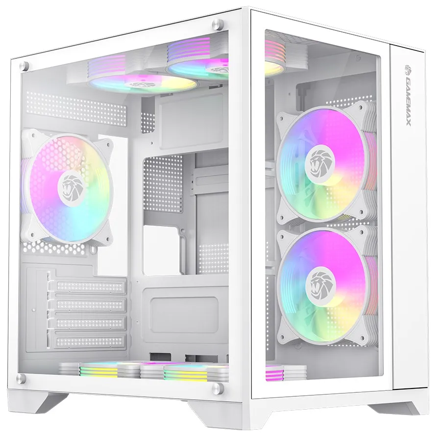 Корпус, Gamemax, Infinity Mini WH, 9101-0000R0211, 9101-0000R00190, M-ATX, USB 3.0*1/ USB 2.0*2, HD Audio, Кулер ARGB 7*120mm, Высота процессорного ку