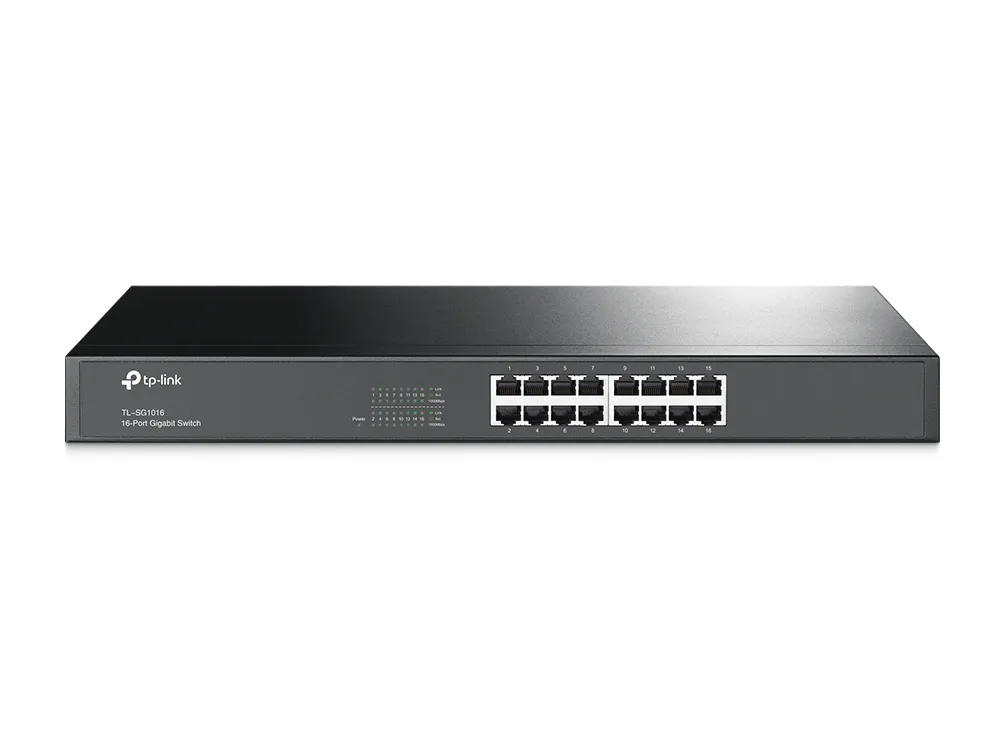 Гигабитный коммутатор TP-Link TL-SG1016 <16-port Gigabit Switch, 1U 19-inch rack-mountable steel cas