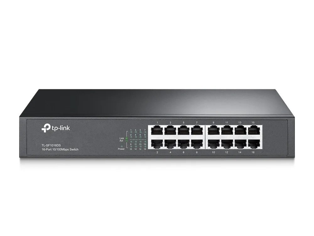 Коммутатор TP-LINK TL-SF1016DS <16-port 10/100Mbit, 1U 13-inch rack-mountable steel case>