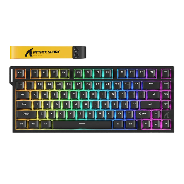 Клавиатура Attack Shark R82 HE Black, Magnetic, 75%, EN/RU/KZ, Wired USB-C, 8KHz, RGB, (6972792472003)