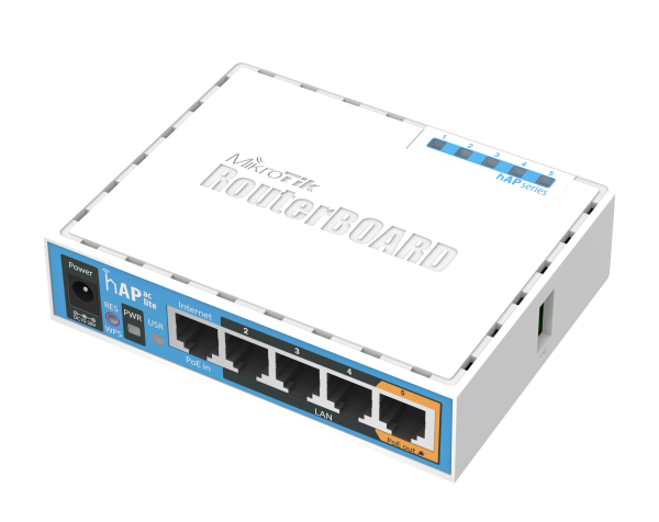 Маршрутизатор MikroTik hAP ac lite ,Wireless router, WiFi 5 (750M), (4+1) x 10/100M, [RB952Ui-5ac2nD