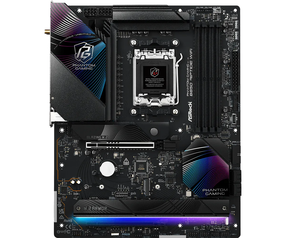 Мат.плата AMD ASRock B850 RIPTIDE WIFI AM5 4xDDR5 4xSATA 2xM.2 1xM.2 Key  2xWiFi, 1xHDMI ATX