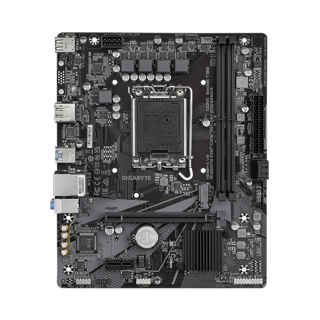 Мат.плата Gigabyte H610M K V2, LGA1700, iH610, 2xDDR5 5600/5200/4800/4400, 2xSATA3, 1xM.2 (PCI-E 3.0x4/x2), 1xHDMI, 1xDP, 1xPCI-Ex16, 1xPCI-Ex1, mATX