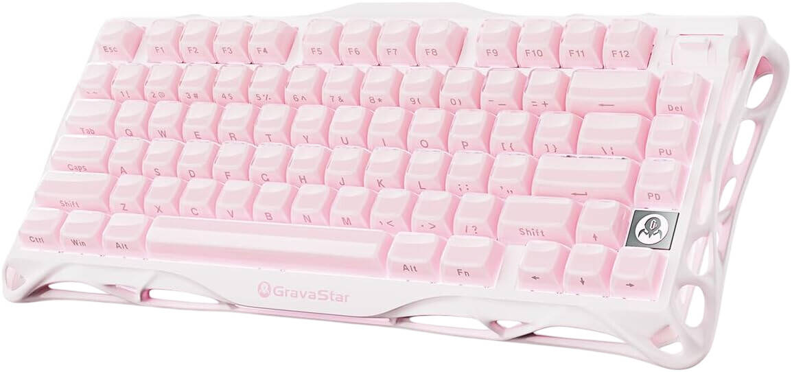 Клавиатура проводная + беспроводная GravaStar Mercury K1_P_PNK/розовы/ механическая/ RGB/ Stellar Bloom Linear switch/ 79/ ONLY ENGLISH/ 6972448923590