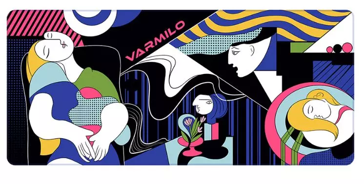 Коврик для компьютерной мыши, Varmilo, Picasso, Great Artist, ZDB080-01, 900х400х3 мм, Каучук, Ткань, Разноцветный