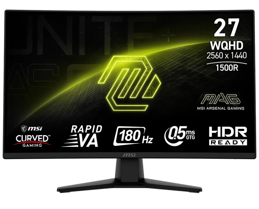 Монитор 27" MSI MAG 274CQF Rapid VA 2560x1440 180Hz 1500R 0.5ms 300cd/m 5000:1 DP 2xHDMI Type-C