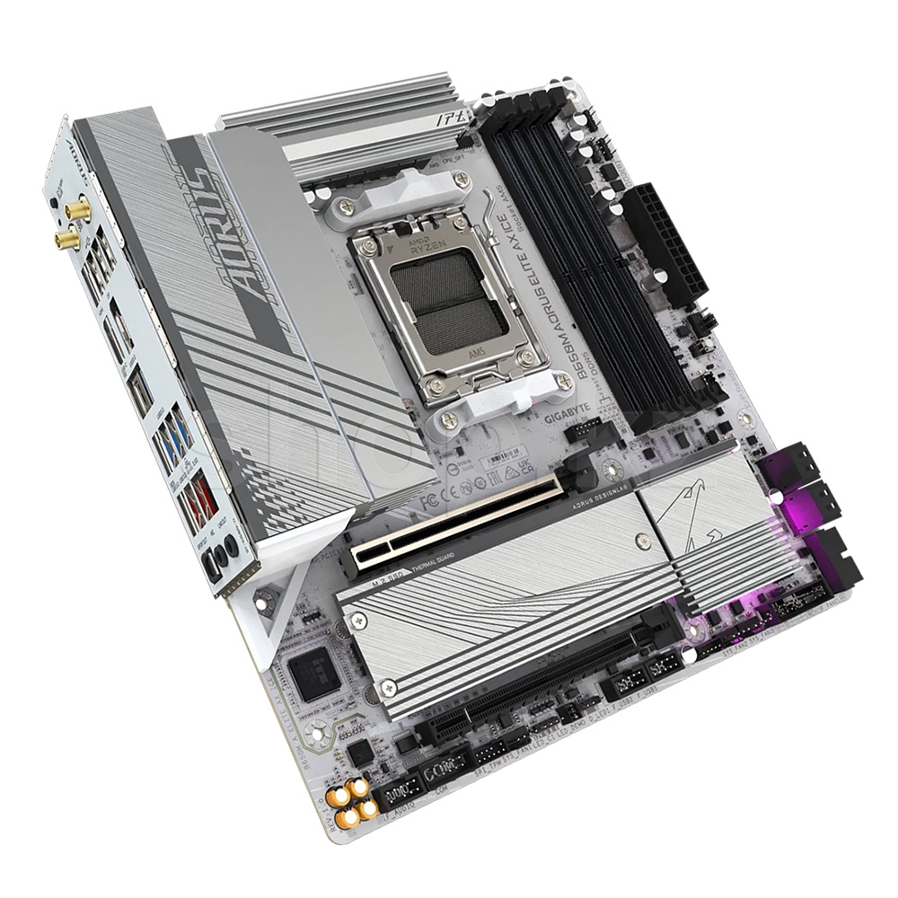 Мат.плата AMD Gigabyte B650M A ELITE AX ICE, AM5, B650, 4xDDR5 4400/4800/5200/8000(OC), 4xSATA3, 2xM.2 (PCIe 4.0 x4/x2), RAID, 1xHDMI, 1хDP, 2xPCI-Ex1