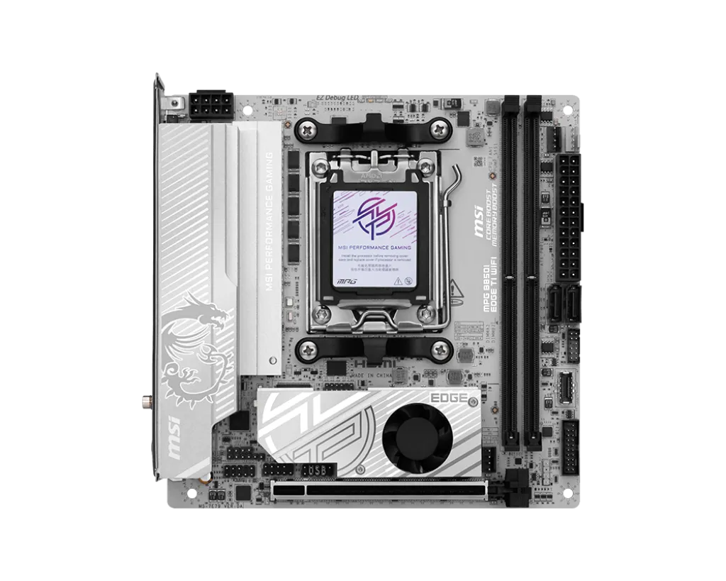 Мат.плата AMD MSI MPG B850I EDGE TI WIFI AM5 B850 2xDDR5 2xSATA RAID 2xM.2 HDMI Type-C mTX