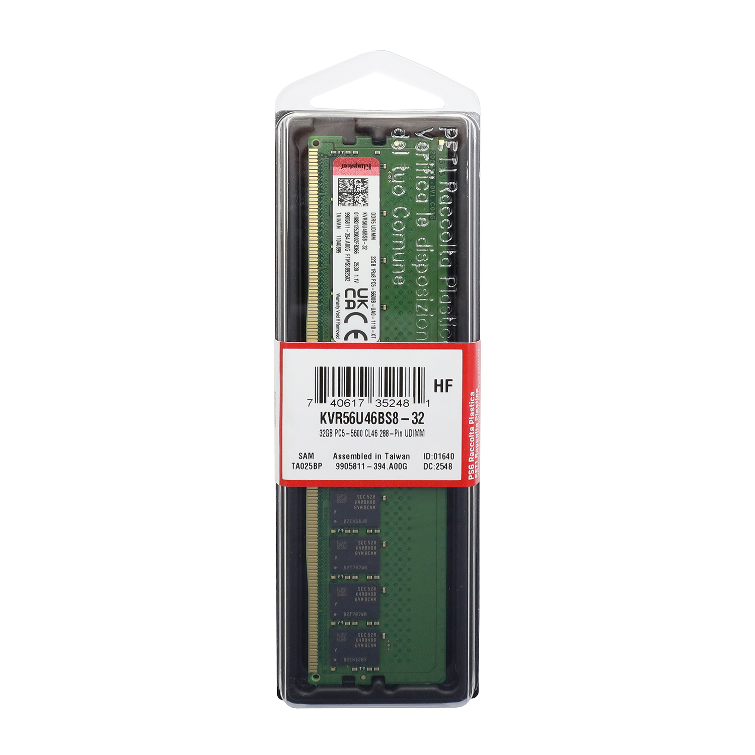 DDR5 Kingston 32 Gb KVR56U46BS8-32 DDR5 DIMM 32Gb 5600MHz CL46