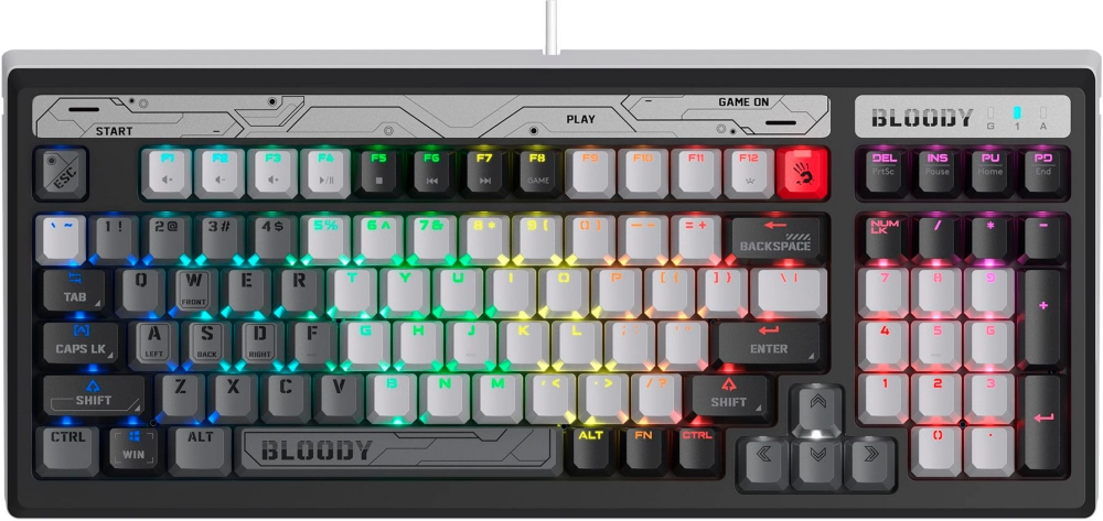 Клавиатура игровая Bloody B950 Grey <компакт, RGB-LED, USB, мех клавиатура переключателями>