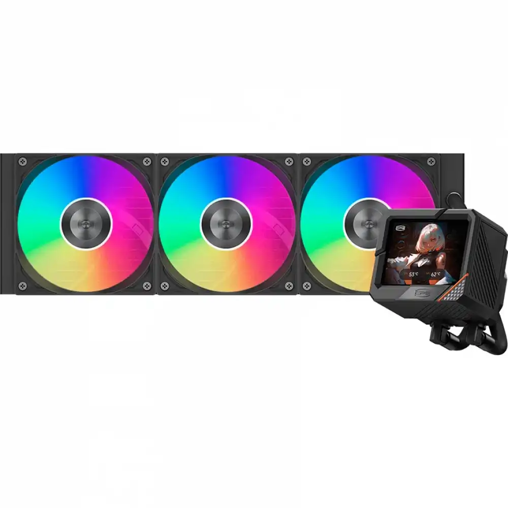 Водяное охлаждение для CPU PCCooler GT360M ARGB Display BK 115X/1200/1700/1851/AM4/AM5 Черный