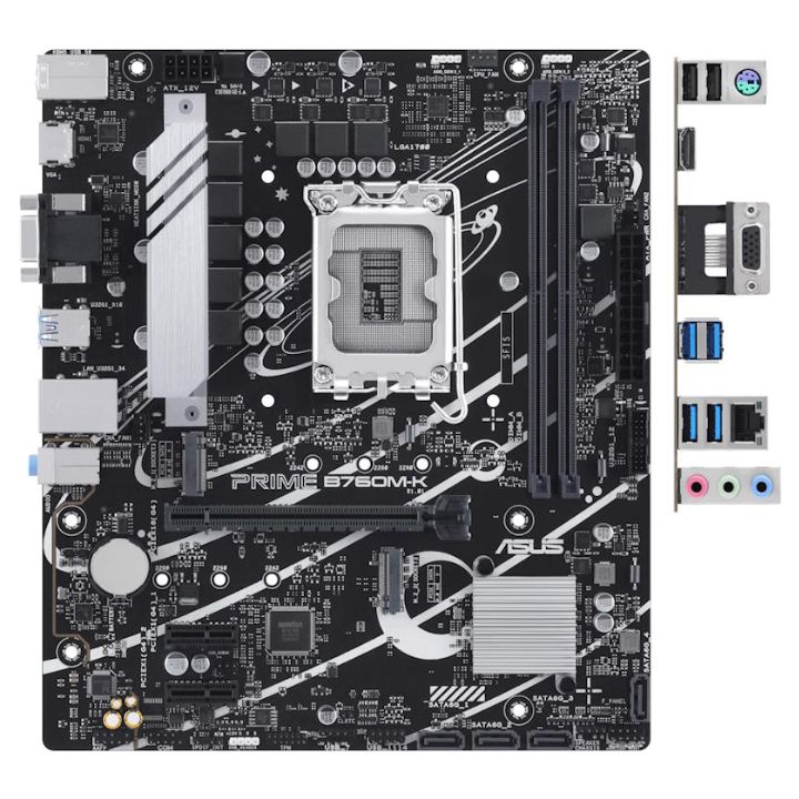 Мат.плата ASUS PRIME B760M-K, LGA1700 2xDDR5 4xSATA3 2xM.2 RAID VGA HDMI mATX