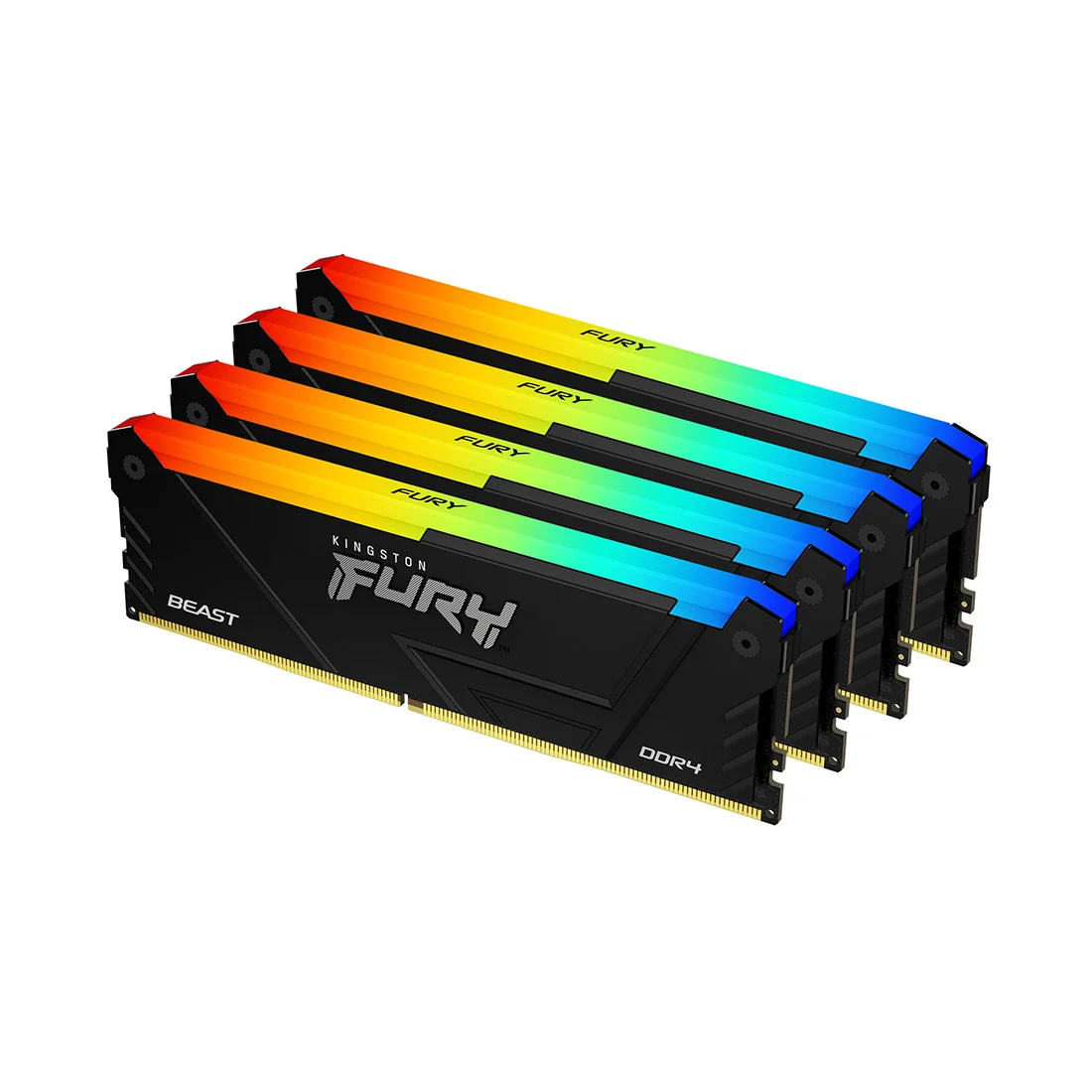 DDR4 Kingston 128 Gb KIT FURY Beast RGB KF432C16BB2AK4/128 (Kit 4x32GB), DDR4, 128GB, DIMM <PC4-25600/3200MHz>