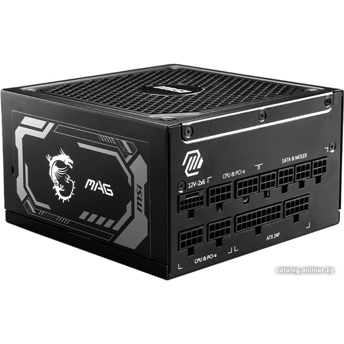 Блок питания MSI MAG A1250GL PCIE5, 1250W, Active PFC, 80+ GOLD, Full Modular, Поддержка видеокарт N