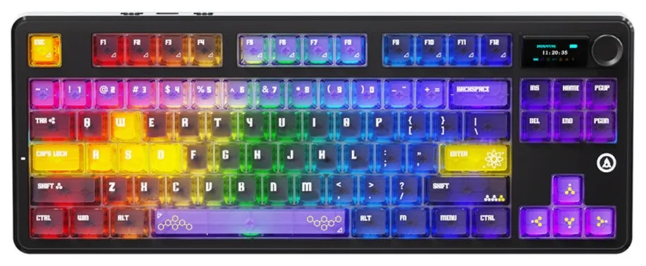 Клавиатура Ajazz, MK87Pro/Litchi/YP, MK87 Pro, Игровая, Механическая, TKL, Litchi Switches, Бесроводная, USB, 2,4 ГГц, Bluetooth, Подсветка RGB, Анг/Р
