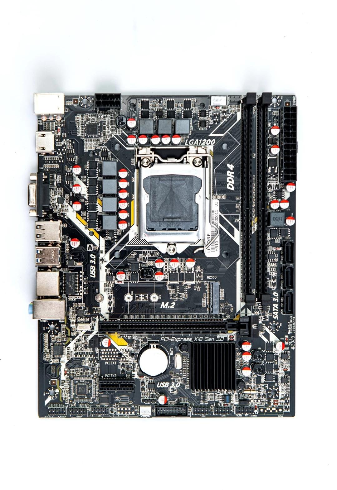 Мат.плата Udore H510 LGA1200 / 2400/2666/3200MHz/1*VGA/1*HDMI/1*PS/2/ 2*USB2.0/2*USB3.0/1*RJ-45/1*PC