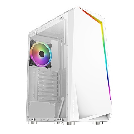 Корпус Wintek Crystal D533-W TG, ATX/Micro ATX, USB 1*3.0/2*2.0, HD+Mic, 0,5mm, 1*12cm fixed RGB fan