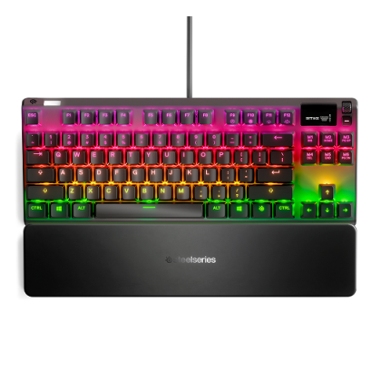 Клавиатура, Steelseries, Apex 7 (Blue Switch) US, 64774 Игровая, Механические клавиши QX2, USB, Подсветка RGB, Размер: 160*370*35 мм., Анг/Рус, Чёрный