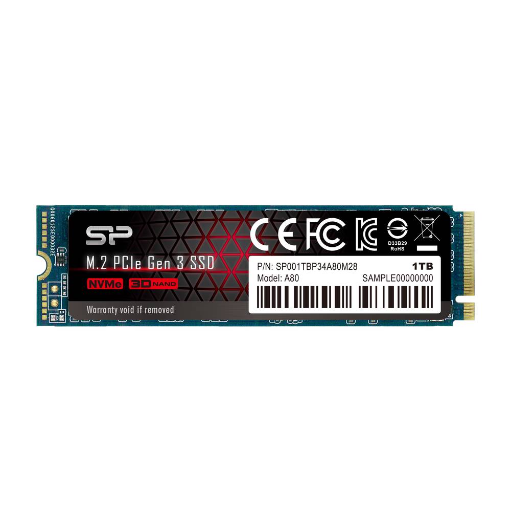 1 000 GB SSD M.2 PCIe Silicon Power A80, SP001TBP34A80M28, 1TB ,1 TB NVMe