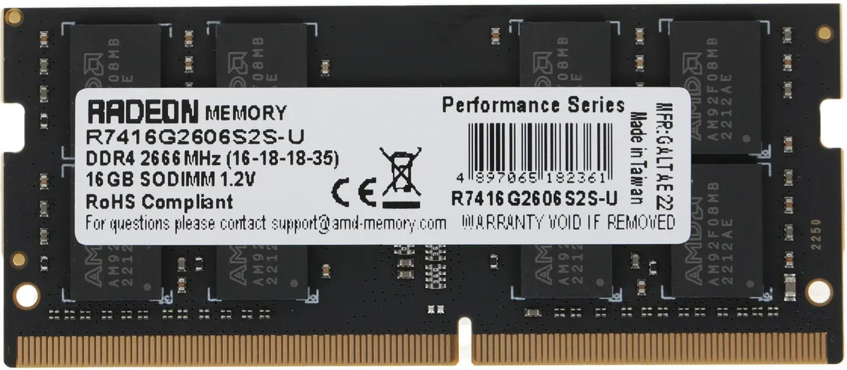 SODIMM DDR4 16Gb DDR4 2666MHz AMD Radeon R7 Performance Series R7416G2606S2S-U Retail
